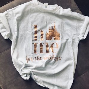 Custom rose gold “home for the holidays” Disney T